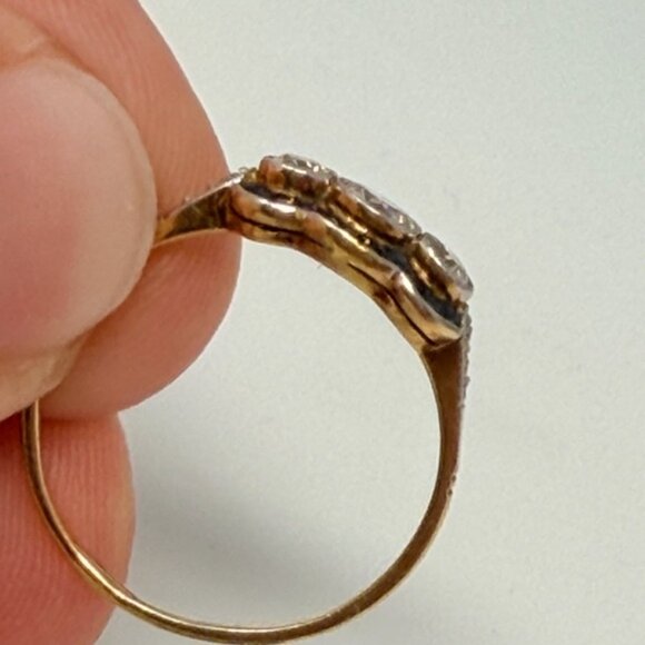 18k Gold and Platinum Old European Cut Diamond Ring 6 .78 CTW Diamonds Antique - Picture 7 of 9